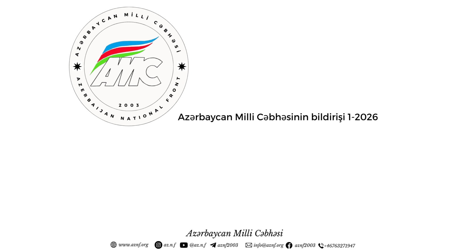 Azərbaycan milli cəbhəsinin bildirişi 1-2026